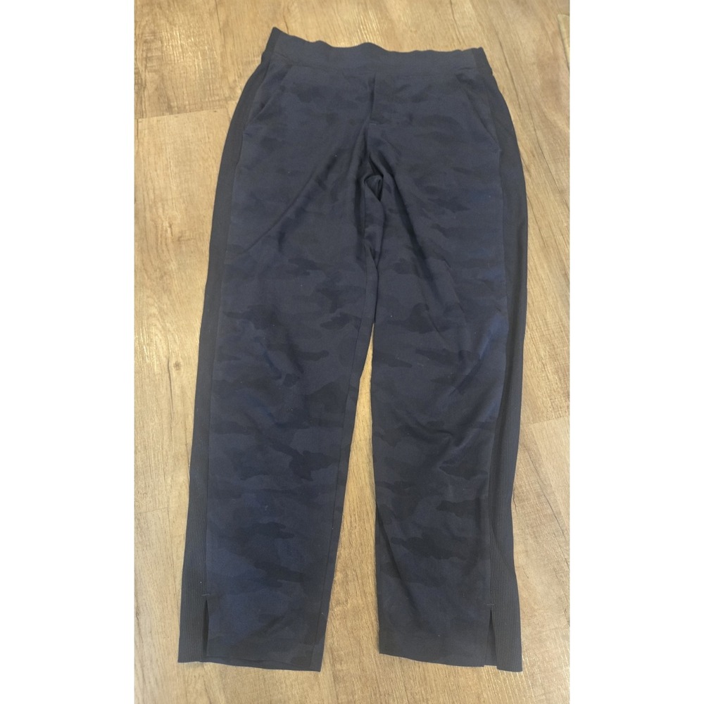 Athleta Brooklyn Textured Jogger Pants Women's 2/p Blue Camo Zip Pockets Stretch